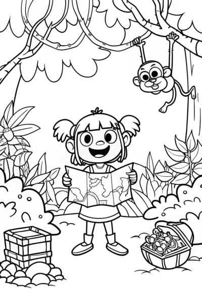 Gabby’s Adventurous Treasure Hunt Coloring Page