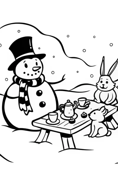 Snowman Tea Party with Friends