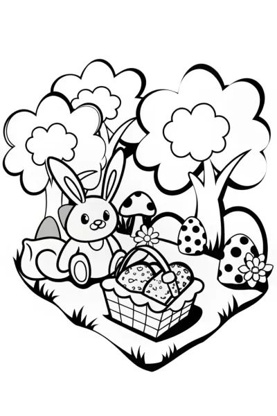 Easter Garden Feast Coloring Page