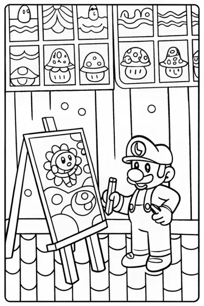 Mario’s Art Studio Coloring Page