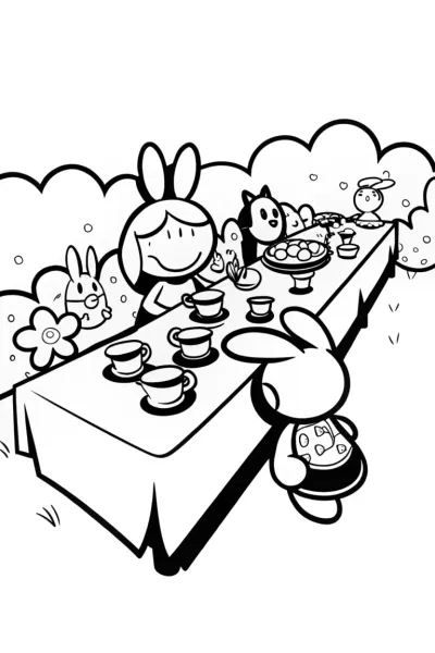 Kissy Missy’s Dreamy Tea Party Coloring Page