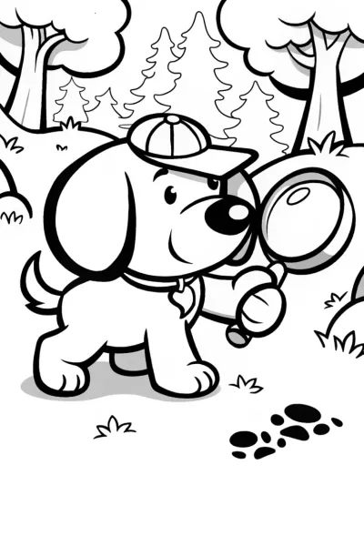 Puppy Detective on the Case Coloring Page