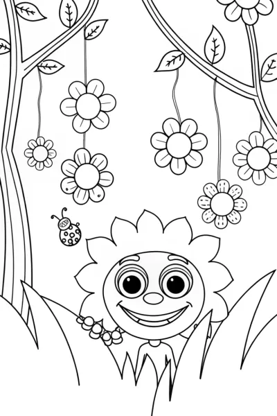 Huggy Wuggy’s Enchanted Garden Coloring Page