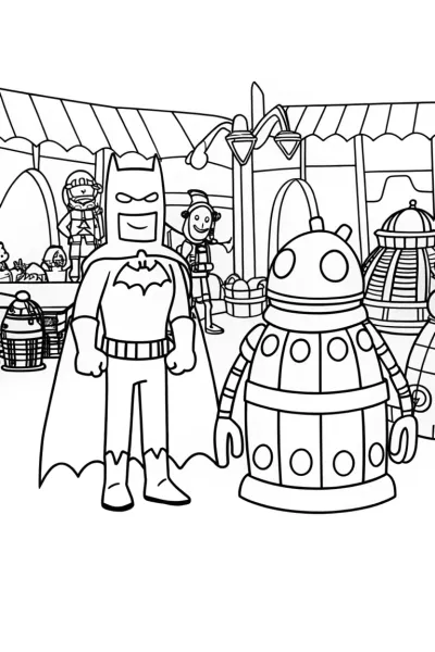 Batman and the Time-Traveling Robot Coloring Page