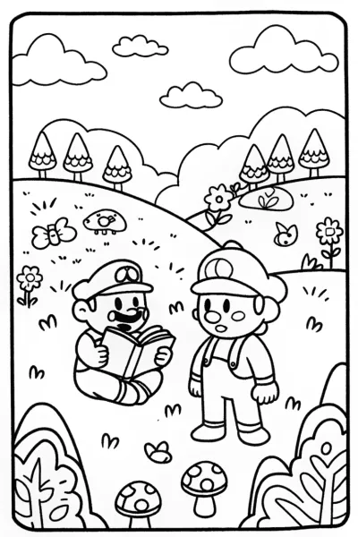 Mario and Luigi’s Nature Quest Coloring Page