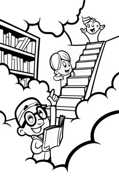 Blippi in the Magical Library Coloring Page