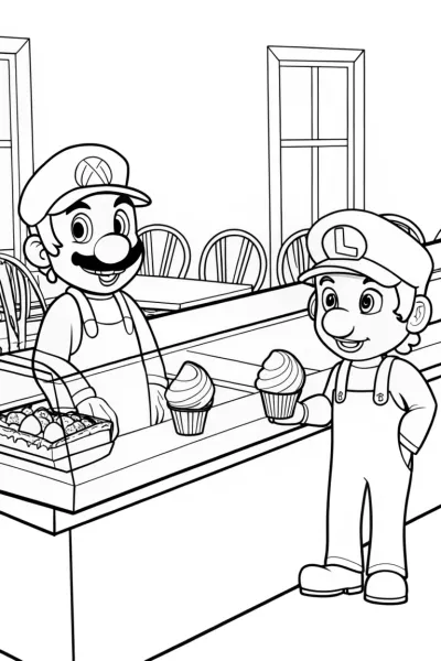 Mario and Luigi ice cream parlor