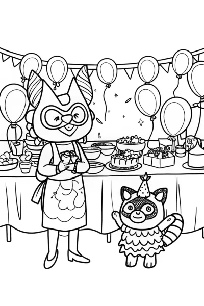 Kuromi’s Magical Mask-Making Party Coloring Page