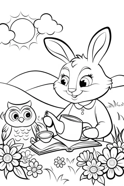 The Springtime Garden Tea Party Coloring Page