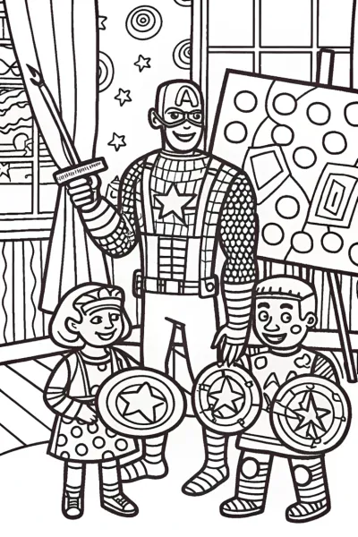Captain America’s Art Adventure Coloring Page