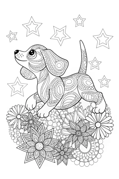 Puppy Explorer in a Bubble Land Coloring Page