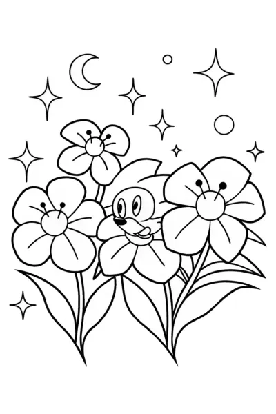 Sonic’s Galactic Garden Coloring Page