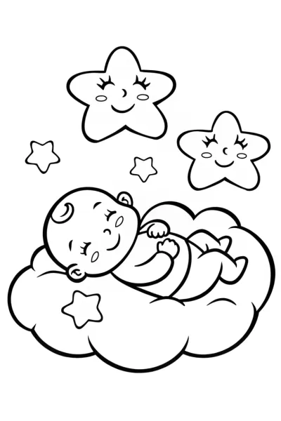 Baby’s Magical Dreamland Adventure Coloring Page
