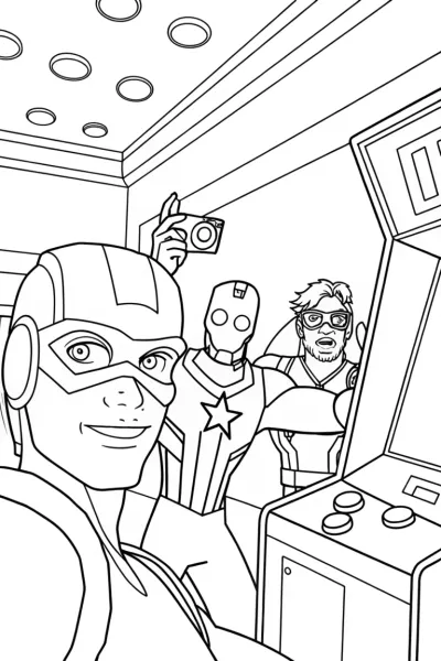 Avengers Arcade Adventure Coloring Page
