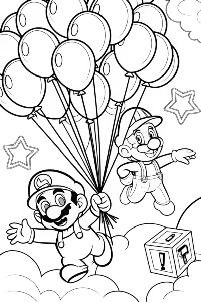 Mario and Luigi’s Balloon Adventure Coloring Page
