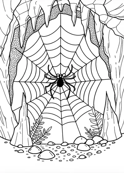 Spider in a Web Coloring Page