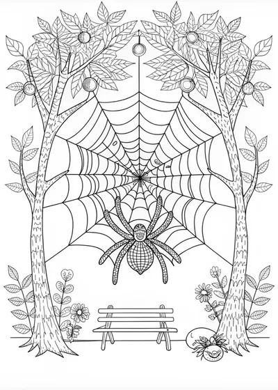 Spider and Web in the Forest