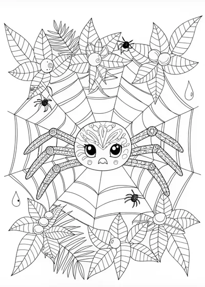Giant Cyclops Spider in the Mountains Coloring Page