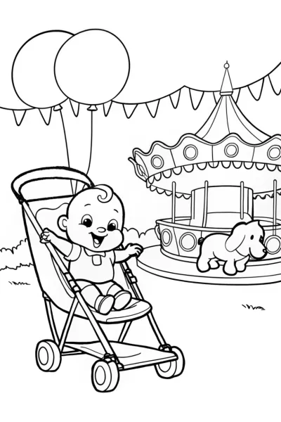 Baby’s Fun Fair Adventure Coloring Page