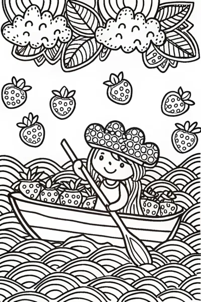 Strawberry Shortcake’s Leafy Boat Journey Coloring Page
