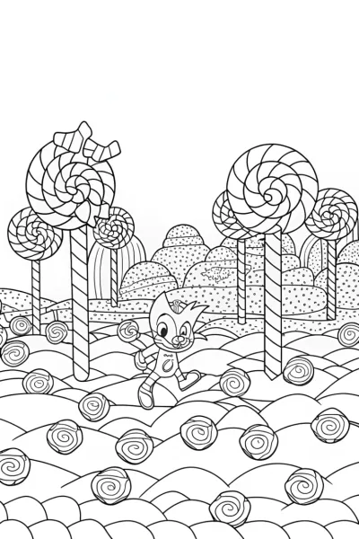 Tails’ Candy Land Adventure Coloring Page