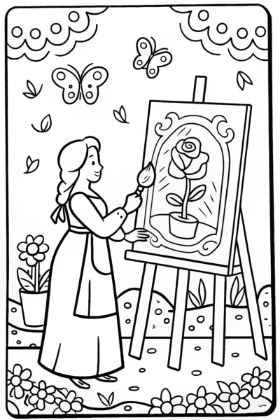 Belle’s Enchanted Garden Studio Coloring Page
