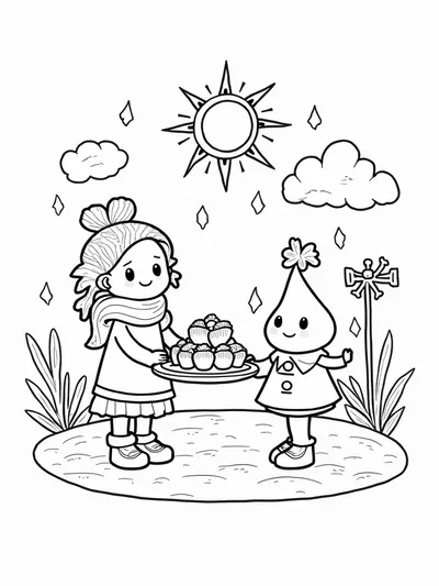 Weather characters Thanksgiving scene