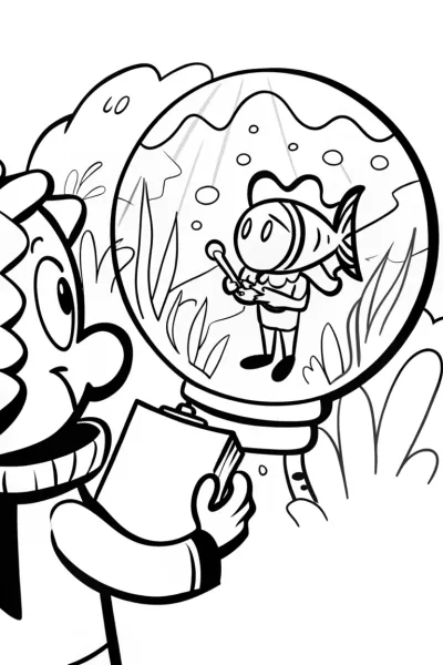 Captain Barnacles and Dashi’s Bubble Adventure Coloring Page
