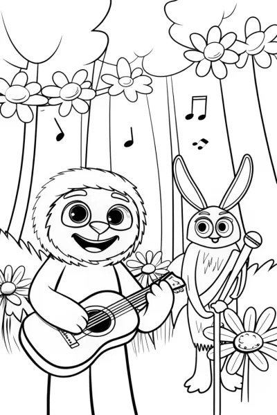 Huggy Wuggy’s Musical Celebration Coloring Page