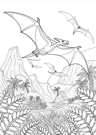 Aerodactyl Soars: Prehistoric Adventure Coloring Page