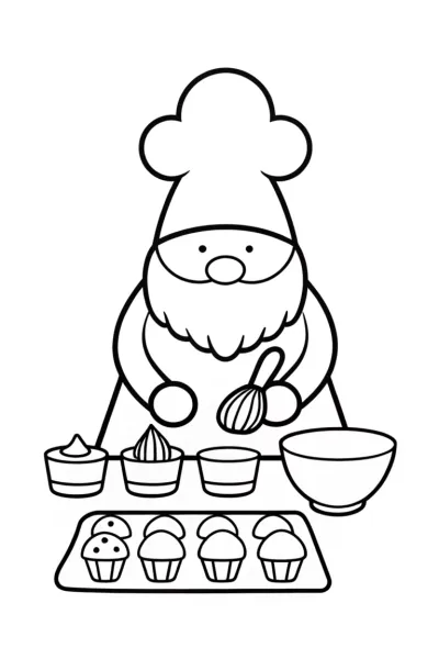 Gnome chef crafting desserts