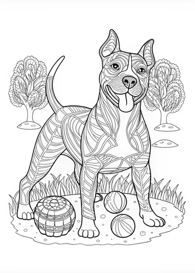 Loyal Pitbull Coloring Page