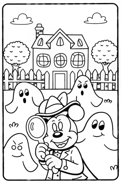 Mickey Mouse Haunted Mansion Adventure Coloring Page