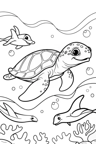 Rainbow Under the Sea Adventure Coloring Page