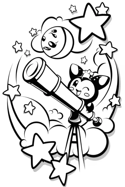 Kuromi’s Magical Stargazer Adventure Coloring Page