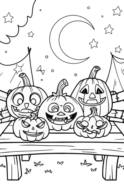 The Mischievous Pumpkin Carvers Coloring Page