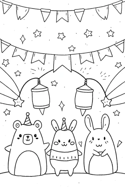 Squishmallow Festival of Lights Coloring Page