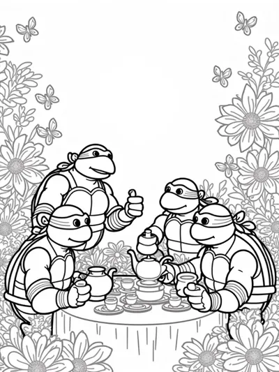 TMNT tea party in the garden