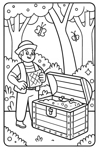 Blippi’s Enchanted Treasure Hunt Coloring Page