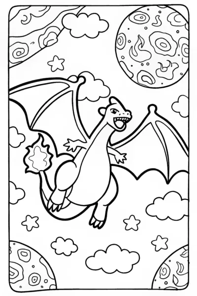 Charizard’s Sky Dance Adventure Coloring Page