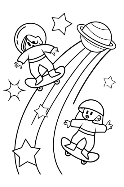 Rainbow High skateboarding in space