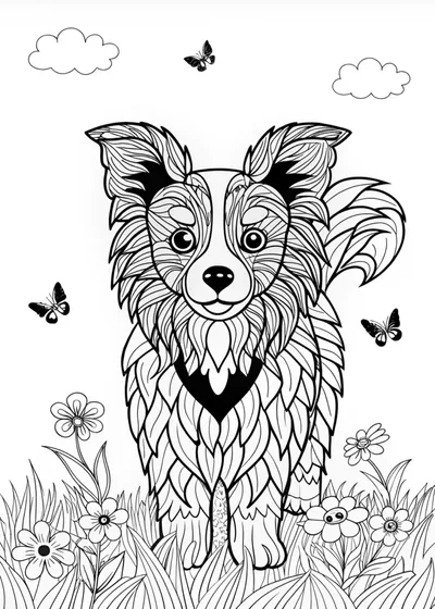 Happy Border Collie Coloring Page