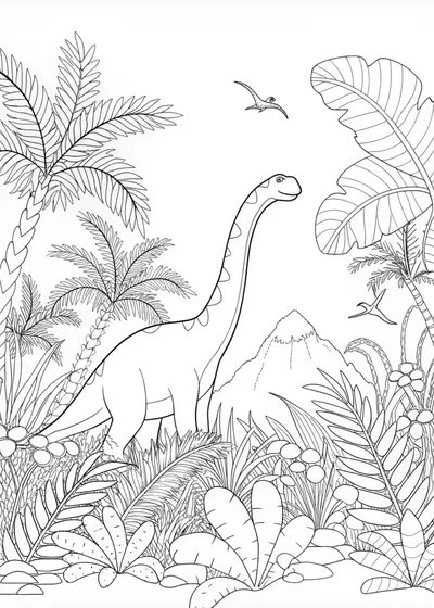 Brachiosaurus Strolling Through a Prehistoric Garden