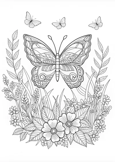 Fluttering butterflies in a colorful garden