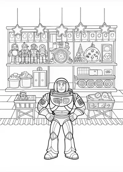 Buzz Lightyear in the Toy Aisle Coloring Page