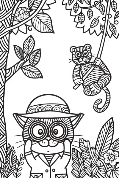 Paws the Cat Explorer Coloring Page