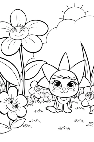 Kuromi’s Garden of Mischief Coloring Page