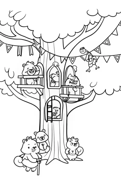 Care Bears’ Friendship Treehouse Adventure Coloring Page