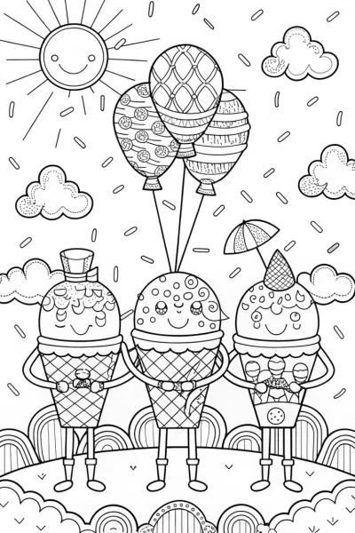 Ice Cream Parade Coloring Page