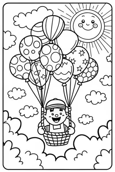Luigi’s Magical Balloon Adventure Coloring Page